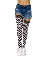 Load image into Gallery viewer, Kix&#39;ies Game Day Thigh Highs - Black &amp; White
