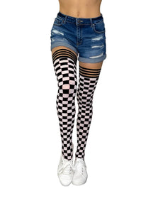 Kix'ies Game Day Thigh Highs - Black & White