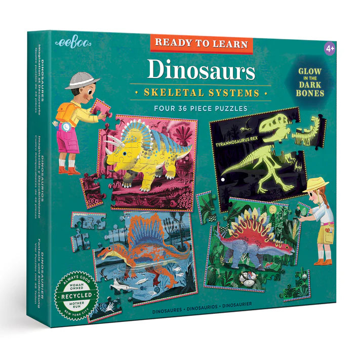 Glow-in-the-Dark Dinosaurs Puzzle 4-set (36pc each)